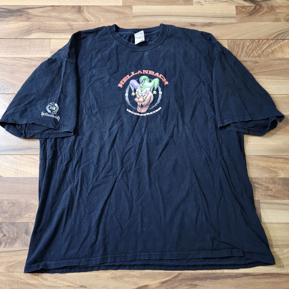 VTG Y2K Hellanbach Mens Evil Jester Who's Your Daddy Graphic T-Shirt Black 3XL - Picture 3 of 11